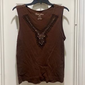Vintage Faded Glory Large Brown Tank Top